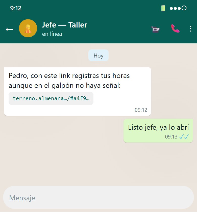 Registro en terreno desde el teléfono, sin señal